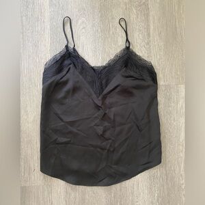 Black Express Silk Inspired Tank with Lace Detail - Size XS